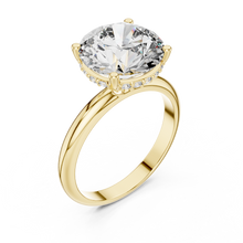 Lab Grown Round Solitaire Diamond Ring with Hidden Halo in Yellow Gold