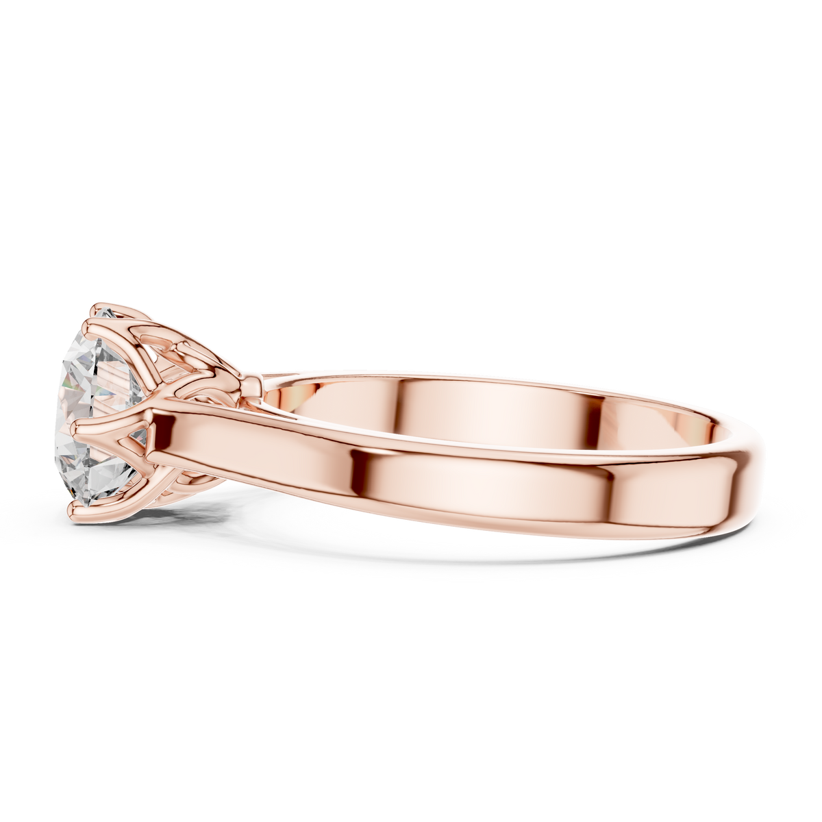 Lab Grown Round Solitaire Diamond Ring with Scroll Gallery in Yellow Gold