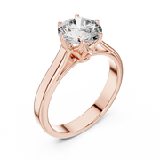 Lab Grown Round Solitaire Diamond Ring with Scroll Gallery in Yellow Gold