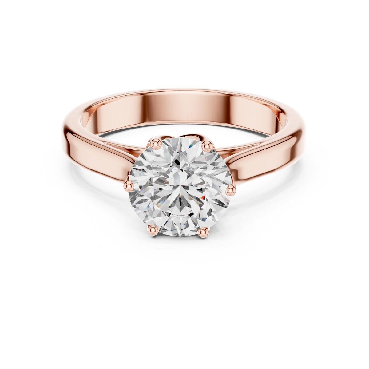 Lab Grown Round Solitaire Diamond Ring with Scroll Gallery in Yellow Gold