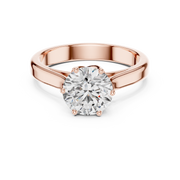 Lab Grown Round Solitaire Diamond Ring with Scroll Gallery in Yellow Gold