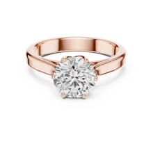 Lab Grown Round Solitaire Diamond Ring with Scroll Gallery in Yellow Gold