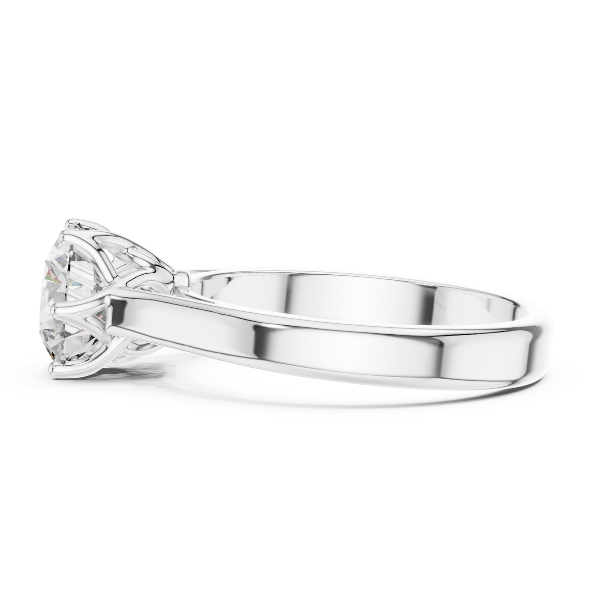 Lab Grown Round Solitaire Diamond Ring with Scroll Gallery in Yellow Gold