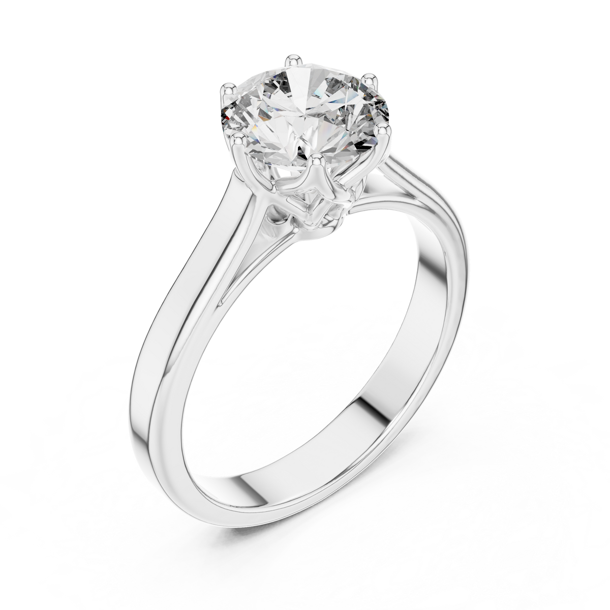 Lab Grown Round Solitaire Diamond Ring with Scroll Gallery in Yellow Gold