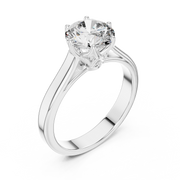 Lab Grown Round Solitaire Diamond Ring with Scroll Gallery in Yellow Gold