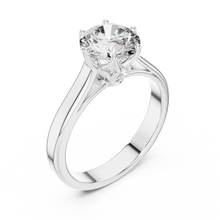 Lab Grown Round Solitaire Diamond Ring with Scroll Gallery in Yellow Gold