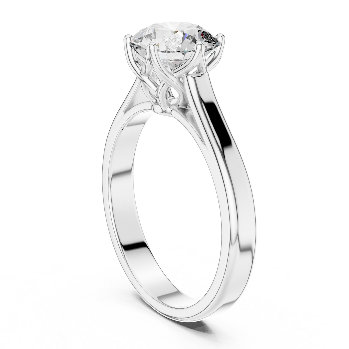 Lab Grown Round Solitaire Diamond Ring with Scroll Gallery in Yellow Gold