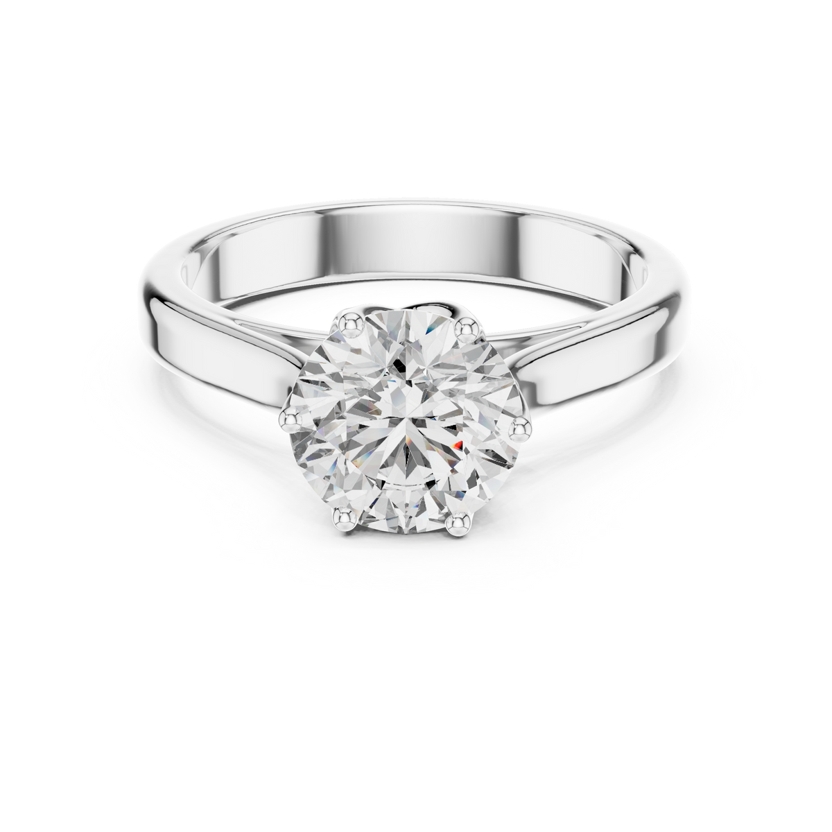 Lab Grown Round Solitaire Diamond Ring with Scroll Gallery in Yellow Gold
