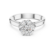 Lab Grown Round Solitaire Diamond Ring with Scroll Gallery in Yellow Gold