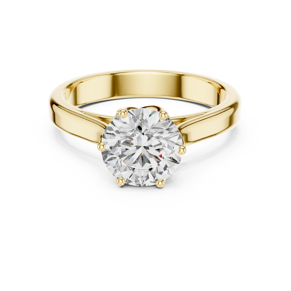 Lab Grown Round Solitaire Diamond Ring with Scroll Gallery in Yellow Gold