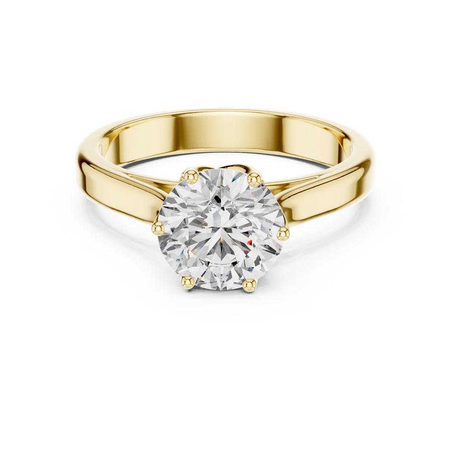 Lab Grown Round Solitaire Diamond Ring with Scroll Gallery in Yellow Gold