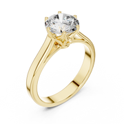 Lab Grown Round Solitaire Diamond Ring with Scroll Gallery in Yellow Gold