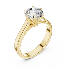 Lab Grown Round Solitaire Diamond Ring with Scroll Gallery in Yellow Gold