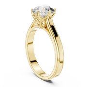 Lab Grown Round Solitaire Diamond Ring with Scroll Gallery in Yellow Gold