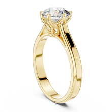 Lab Grown Round Solitaire Diamond Ring with Scroll Gallery in Yellow Gold