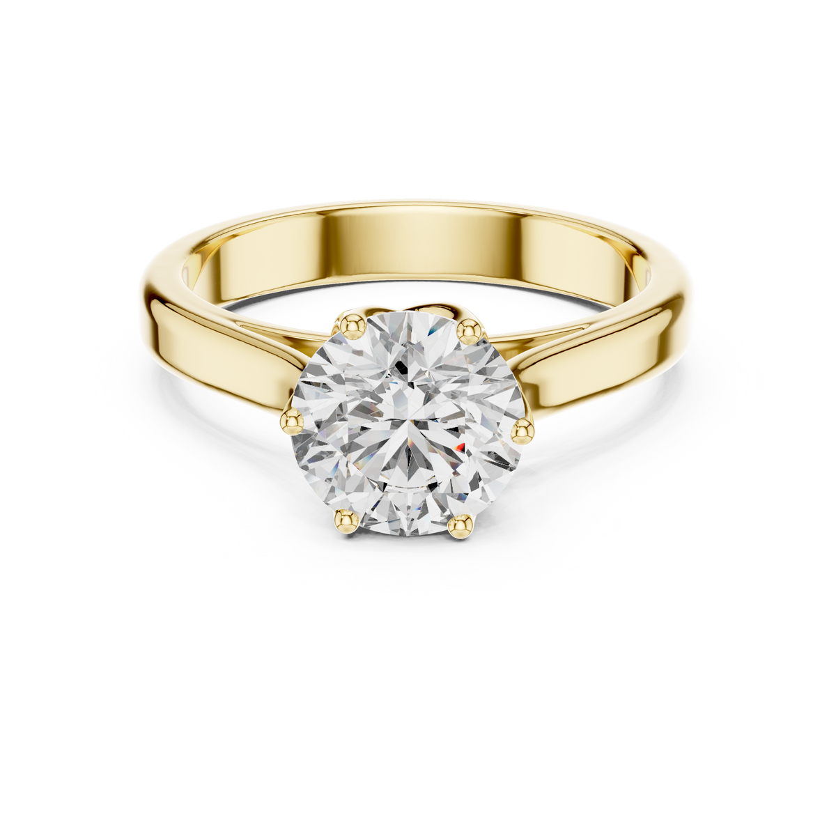 Lab Grown Round Solitaire Diamond Ring with Scroll Gallery in Yellow Gold