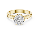Lab Grown Round Solitaire Diamond Ring with Scroll Gallery in Yellow Gold