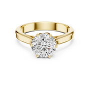 Lab Grown Round Solitaire Diamond Ring with Scroll Gallery in Yellow Gold