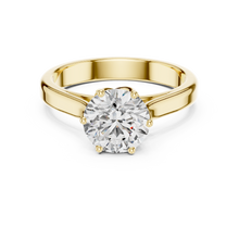Lab Grown Round Solitaire Diamond Ring with Scroll Gallery in Yellow Gold