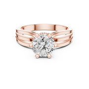 Lab Grown Round Solitaire Diamond Ring with Triple Split Shank in Yellow Gold