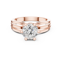 Lab Grown Round Solitaire Diamond Ring with Triple Split Shank in Yellow Gold