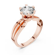 Lab Grown Round Solitaire Diamond Ring with Triple Split Shank in Yellow Gold