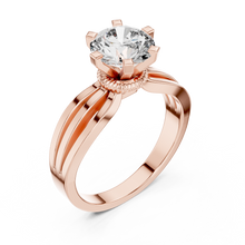 Lab Grown Round Solitaire Diamond Ring with Triple Split Shank in Yellow Gold
