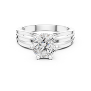 Lab Grown Round Solitaire Diamond Ring with Triple Split Shank in Yellow Gold