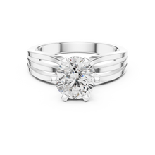 Lab Grown Round Solitaire Diamond Ring with Triple Split Shank in Yellow Gold