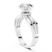 Lab Grown Round Solitaire Diamond Ring with Triple Split Shank in Yellow Gold