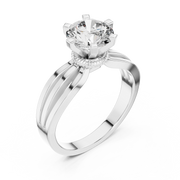 Lab Grown Round Solitaire Diamond Ring with Triple Split Shank in Yellow Gold
