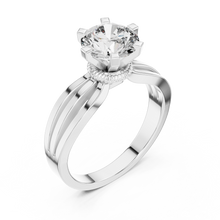 Lab Grown Round Solitaire Diamond Ring with Triple Split Shank in Yellow Gold