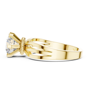 Lab Grown Round Solitaire Diamond Ring with Triple Split Shank in Yellow Gold