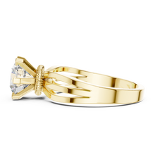 Lab Grown Round Solitaire Diamond Ring with Triple Split Shank in Yellow Gold