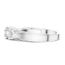 Lab Grown Three Stone Diamond Ring with Filigree Scrollwork in Two-Tone Gold