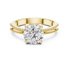 Round Solitaire Engagement Ring with Beaded Milgrain Band