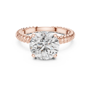 Round Solitaire Engagement Ring with Twisted Rope Band in 14K Yellow Gold