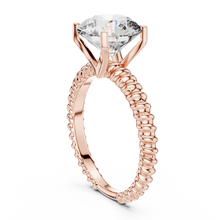 Round Solitaire Engagement Ring with Twisted Rope Band in 14K Yellow Gold