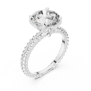 Round Solitaire Engagement Ring with Twisted Rope Band in 14K Yellow Gold