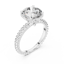 Round Solitaire Engagement Ring with Twisted Rope Band in 14K Yellow Gold