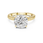 Round Solitaire Engagement Ring with Twisted Rope Band in 14K Yellow Gold