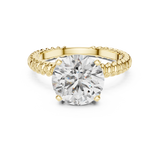 Round Solitaire Engagement Ring with Twisted Rope Band in 14K Yellow Gold