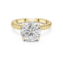 Round Solitaire Engagement Ring with Twisted Rope Band in 14K Yellow Gold