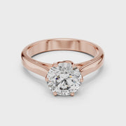 Lab Grown Round Solitaire Diamond Ring with Scroll Gallery in Yellow Gold