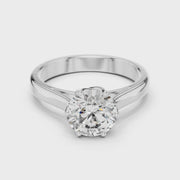 Lab Grown Round Solitaire Diamond Ring with Scroll Gallery in Yellow Gold