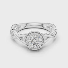 Lab Grown Round Halo Diamond Ring with Twisted Infinity Band in Yellow Gold