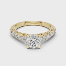 Lab Grown Round Diamond Ring with Graduated Side Stones in Yellow Gold