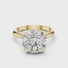 Lab Grown Round Solitaire Diamond Ring with Hidden Halo in Yellow Gold