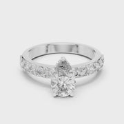 Lab Grown Pear Cut Diamond Ring with Hidden Halo & Pave Band in Yellow Gold