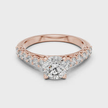 Lab Grown Round Diamond Ring with Graduated Side Stones in Yellow Gold